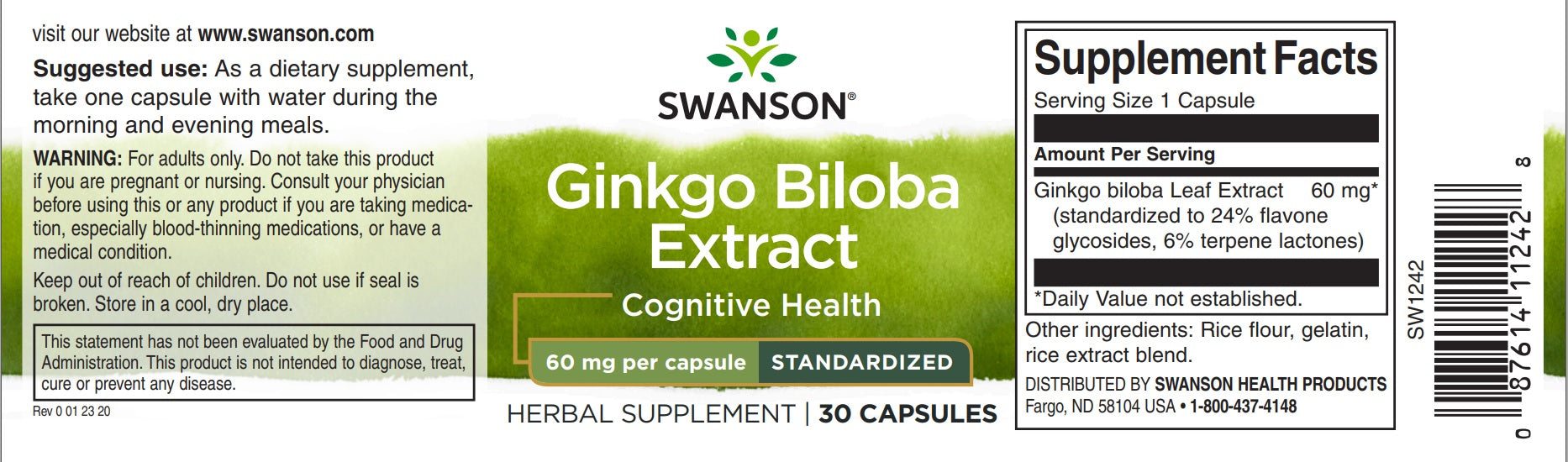 Swanson Ginkgo Biloba Ekstrakt B - Atlan
